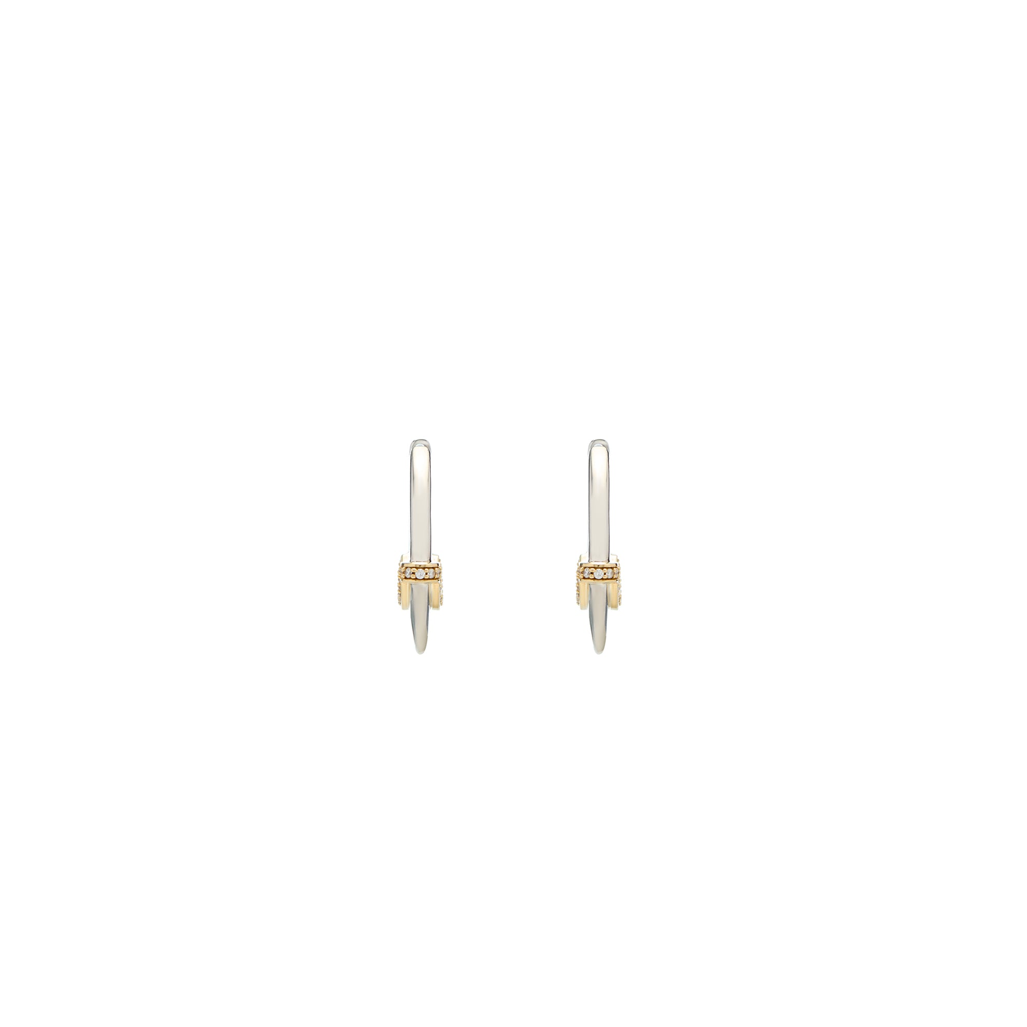 Luna X-Small Hoops - Silver/Gold with Diamond  Detail
