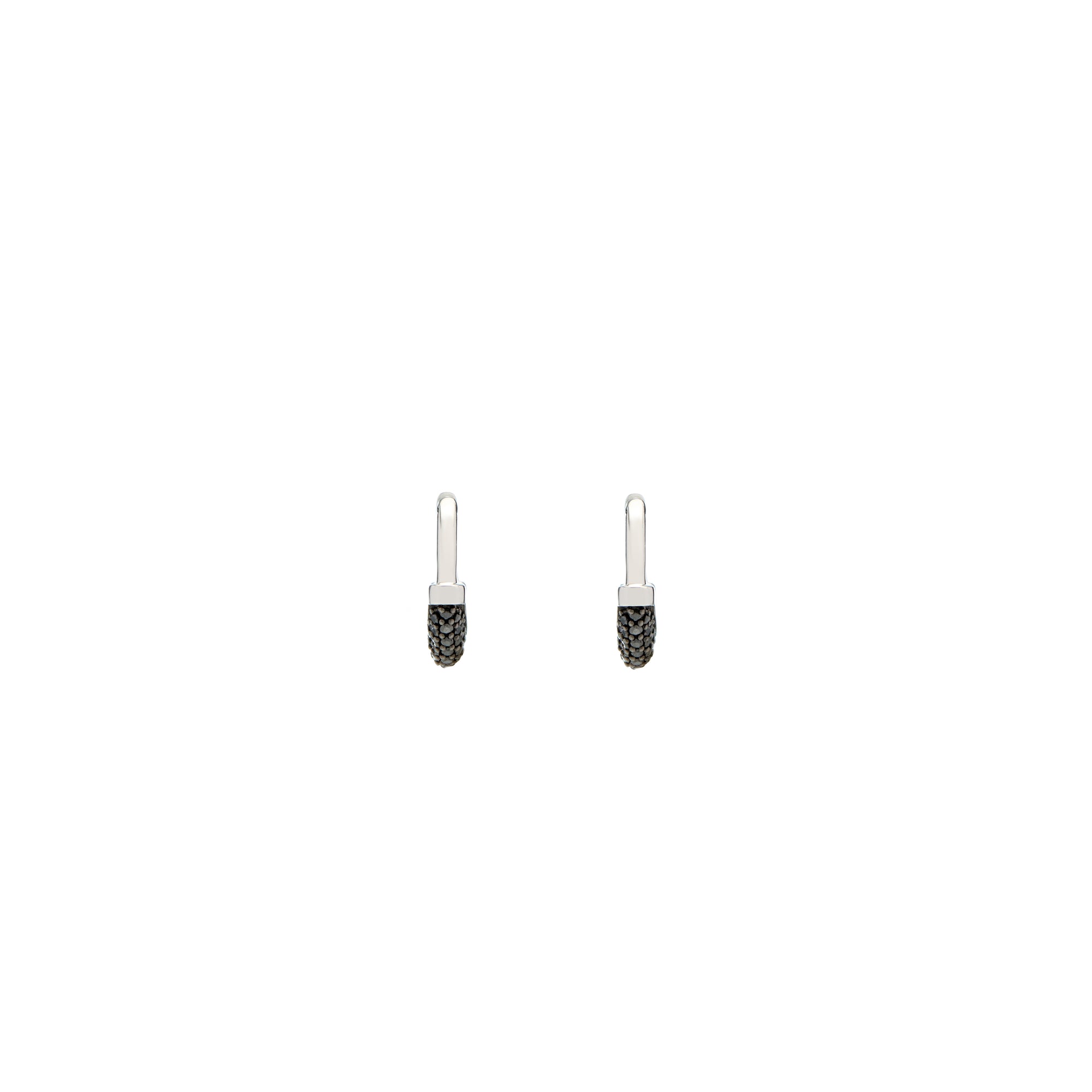 Luna X-Small Hoops - Silver with Black Diamond Pave