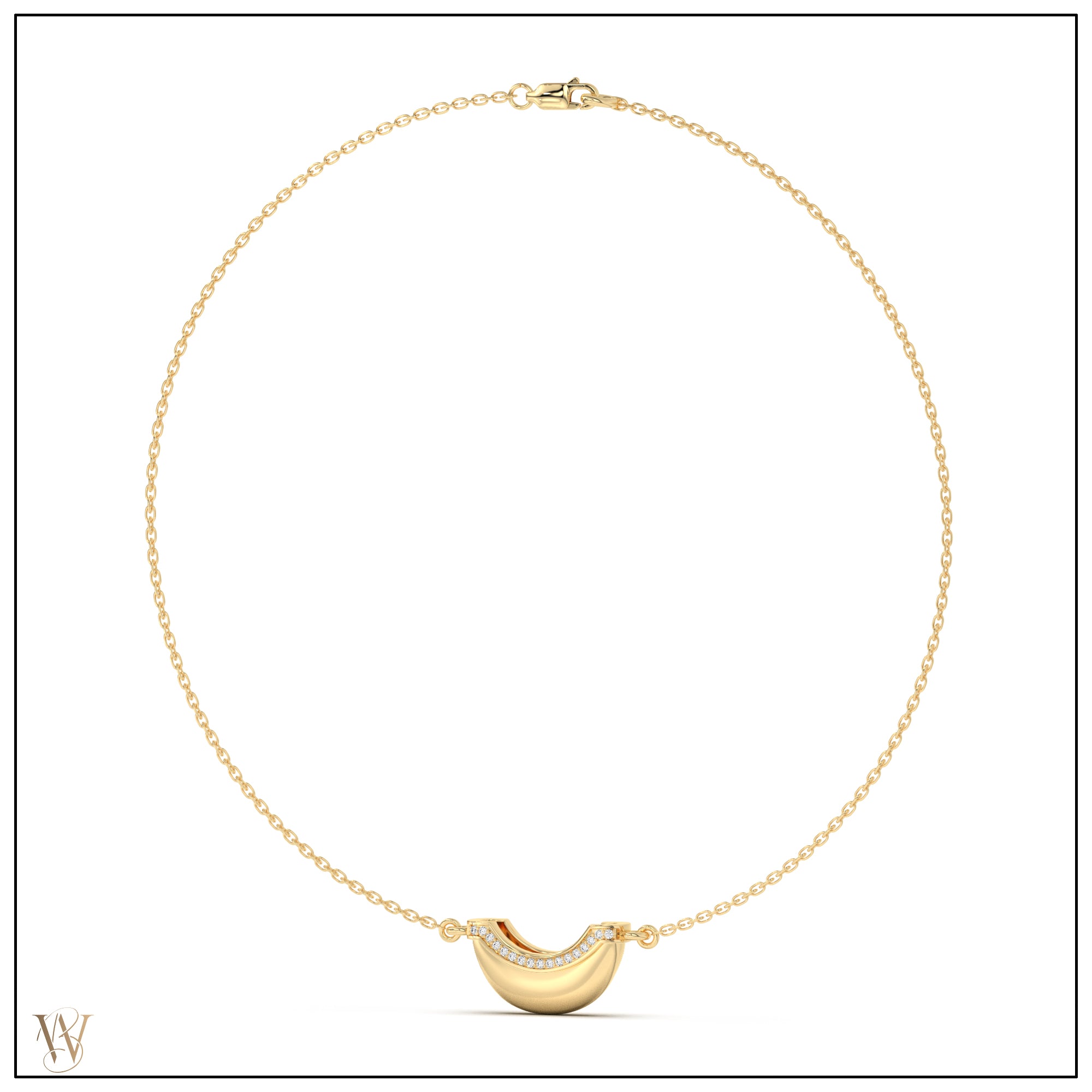 Luna Mini Necklace - Gold &amp; Diamond Pave Detail