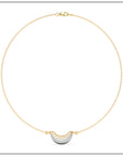 Luna Mini Necklace - White & Yellow Gold with Diamond Pave Detail