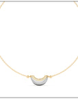 Luna Mini Necklace - White & Yellow Gold with Diamond Pave Detail