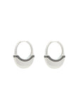 Luna Large Hoops - Silver with Black Diamond Detail