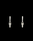 Luna Large Hoops - Silver with Black Diamond Detail
