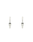 Luna Large Hoops - Silver with Black Diamond Detail