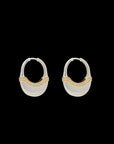 Luna Medium Hoops - Silver/Gold with Diamond Detail