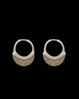 Luna Medium Hoops - Silver with Brown Diamond Pave