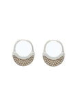 Luna Medium Hoops - Silver with Brown Diamond Pave