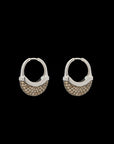 Luna Medium Hoops - Silver with Brown Diamond Pave