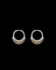 Luna Small Hoops - Silver with Brown  Diamond Pave
