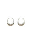 Luna Small Hoops - Silver with Brown  Diamond Pave