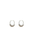 Luna X-Small Hoops - Silver with Brown Diamond Pave