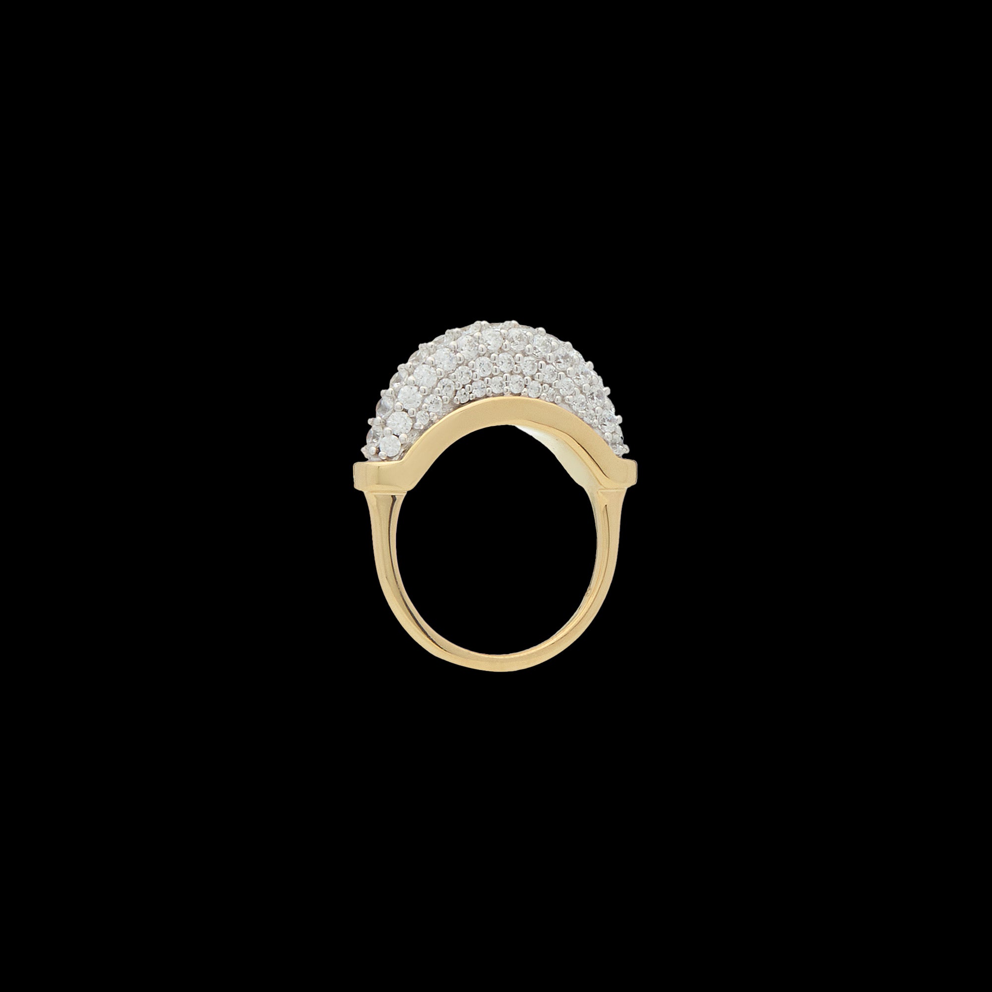 Luna Micro Ring - Gold White Diamond  Pave