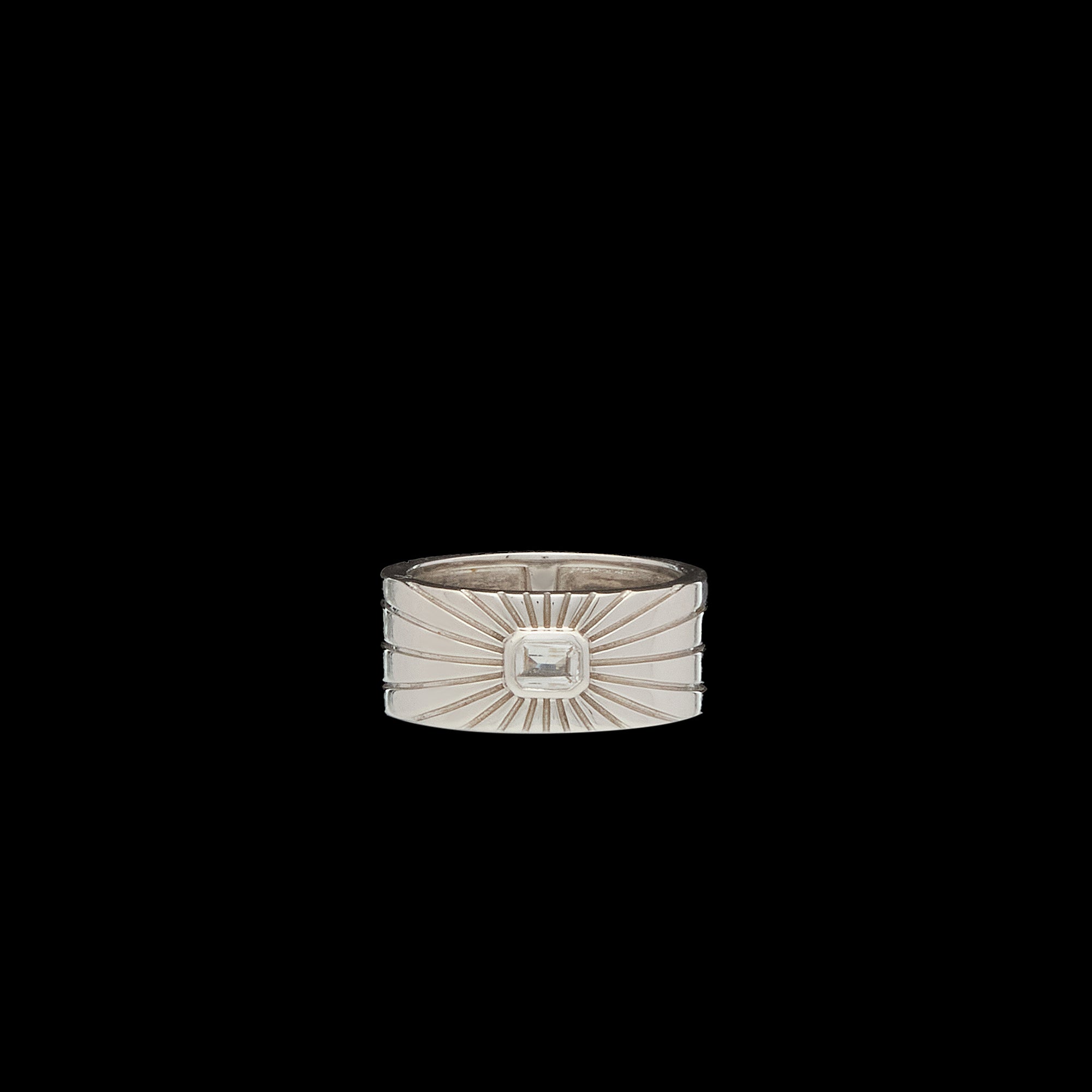 Ray of Light Ring -Silver Cigar Band Medium