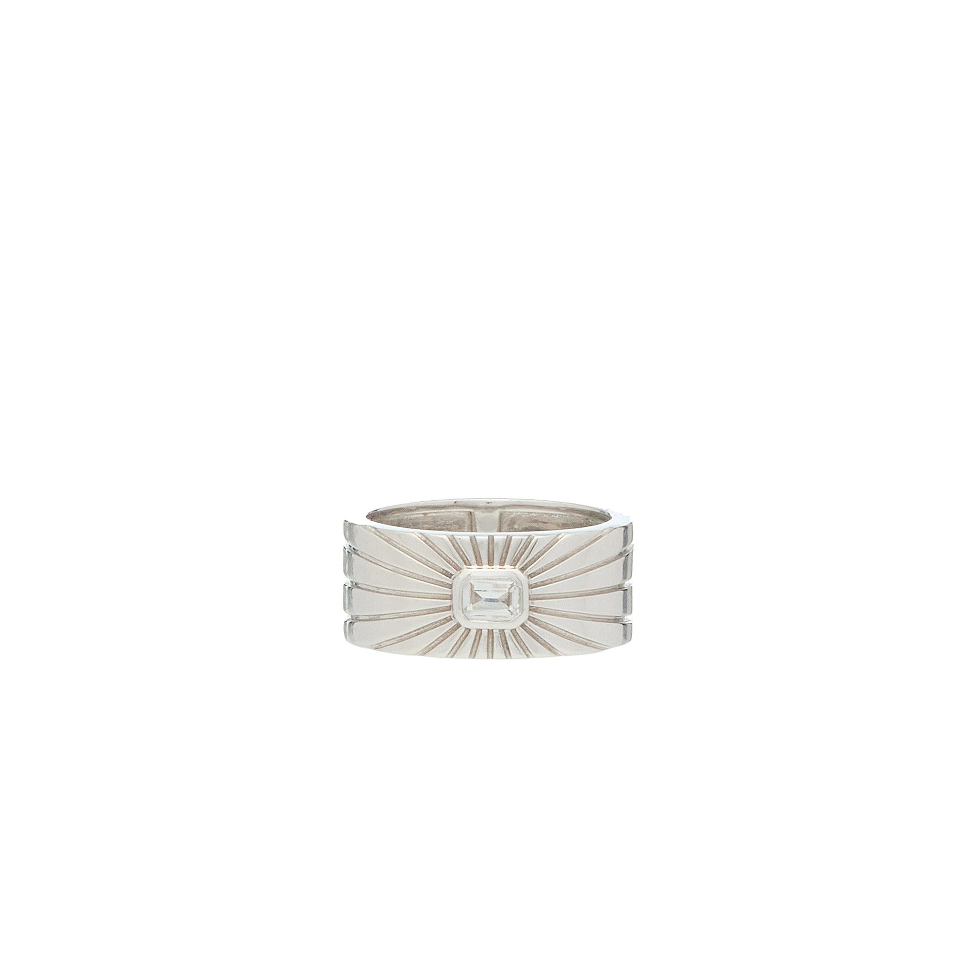 Ray of Light Ring -Silver Cigar Band Medium