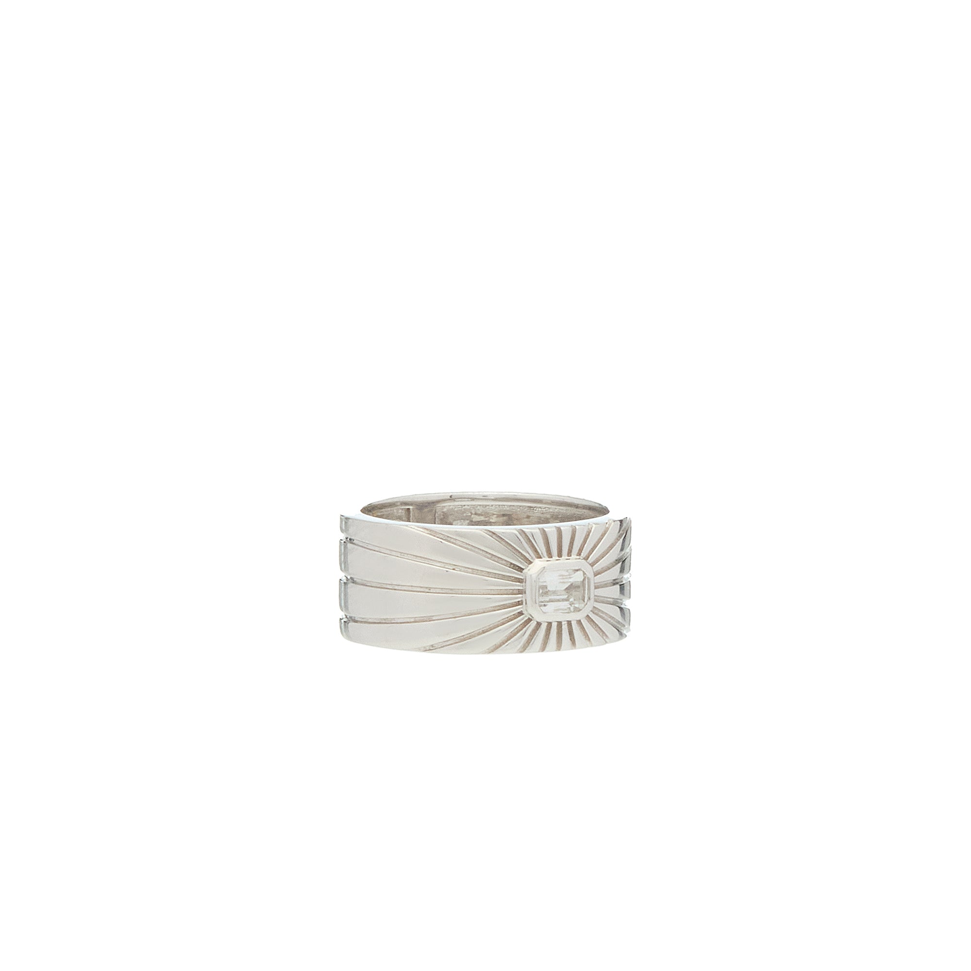 Ray of Light Ring -Silver Cigar Band Medium