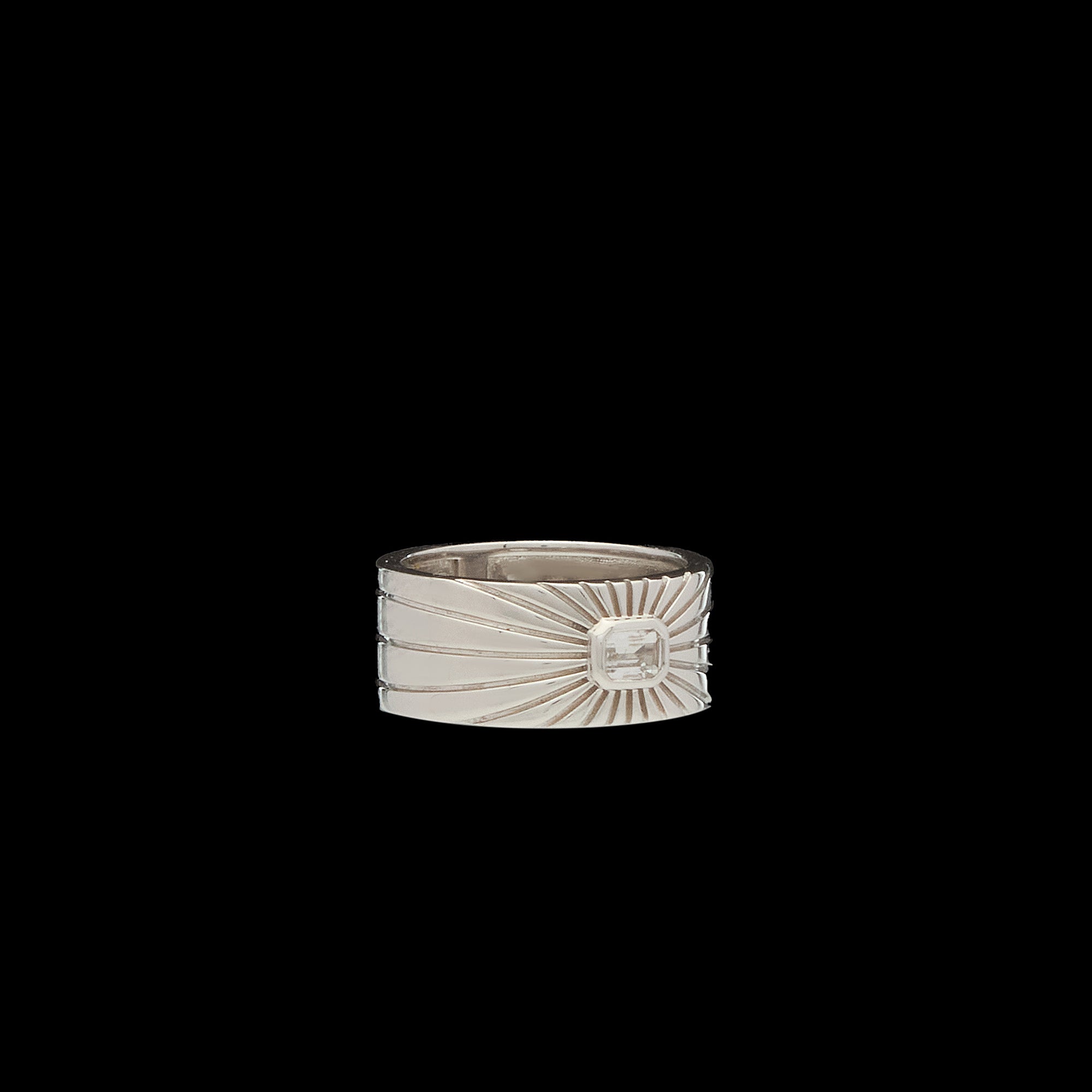 Ray of Light Ring -Silver Cigar Band Medium