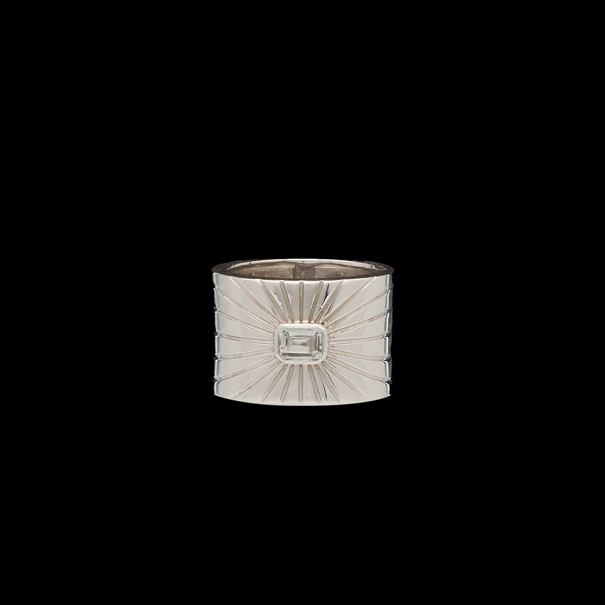 Ray of Light Ring -Silver Cigar Band Large