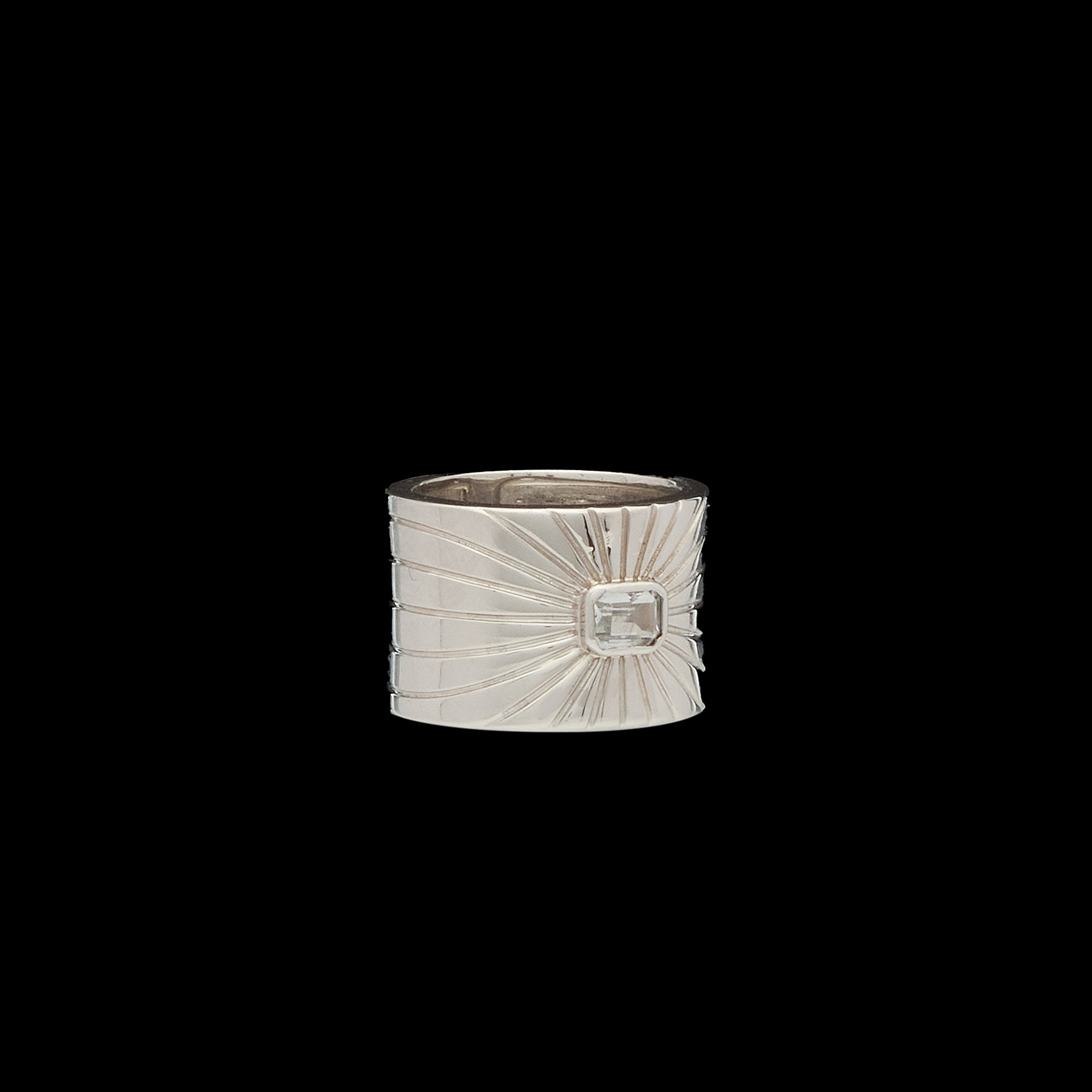 Ray of Light Ring -Silver Cigar Band Large