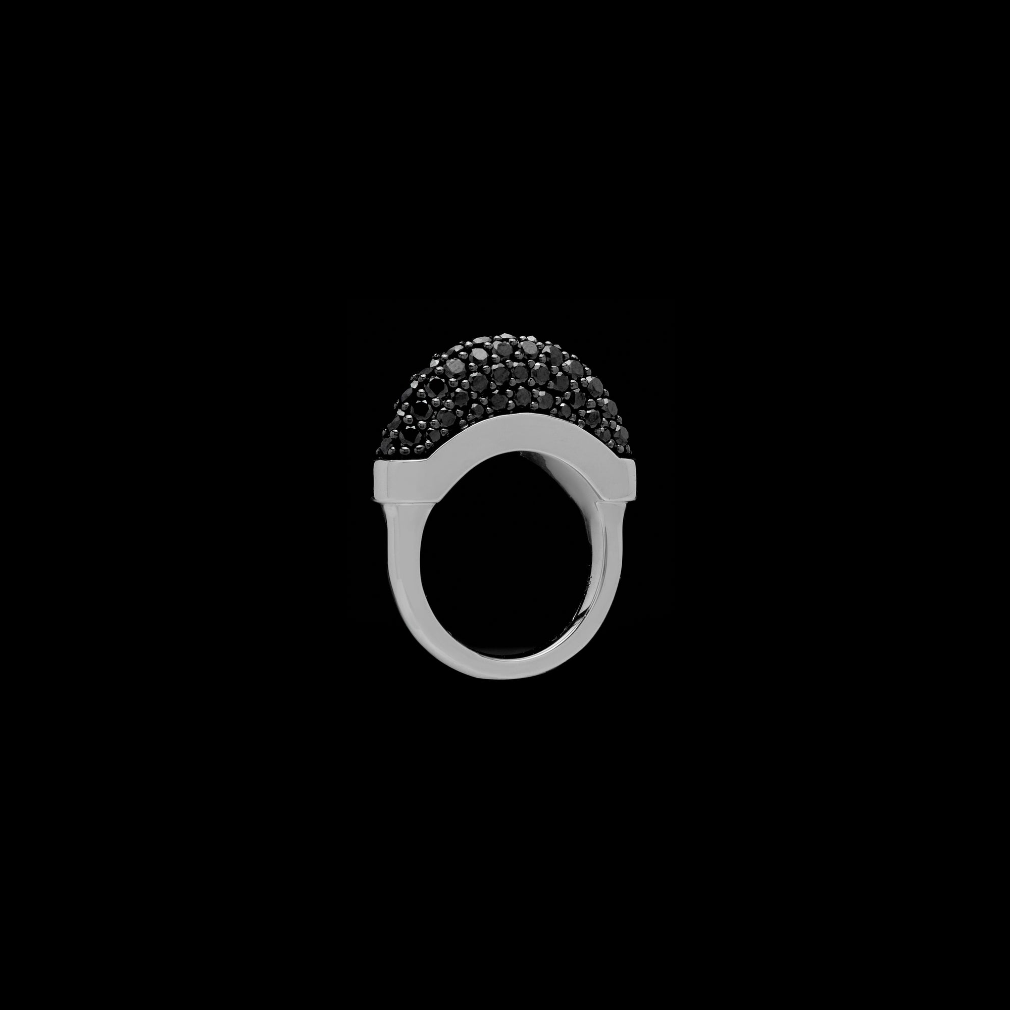 Luna Mini Ring - Silver with Black Diamond Pave
