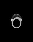 Luna Mini Ring - Silver with Black Diamond Pave
