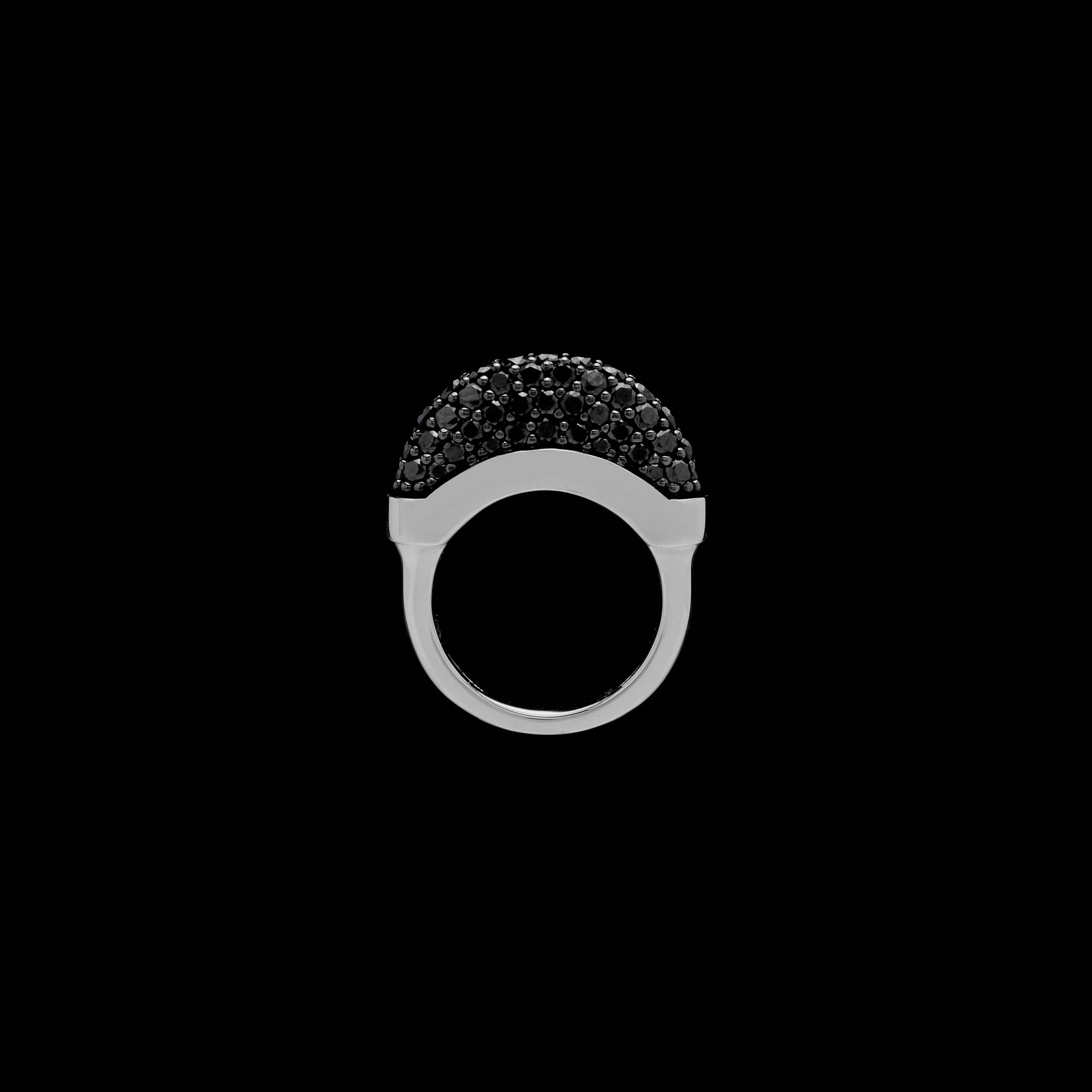 Luna Mini Ring - Silver with Black Diamond Pave