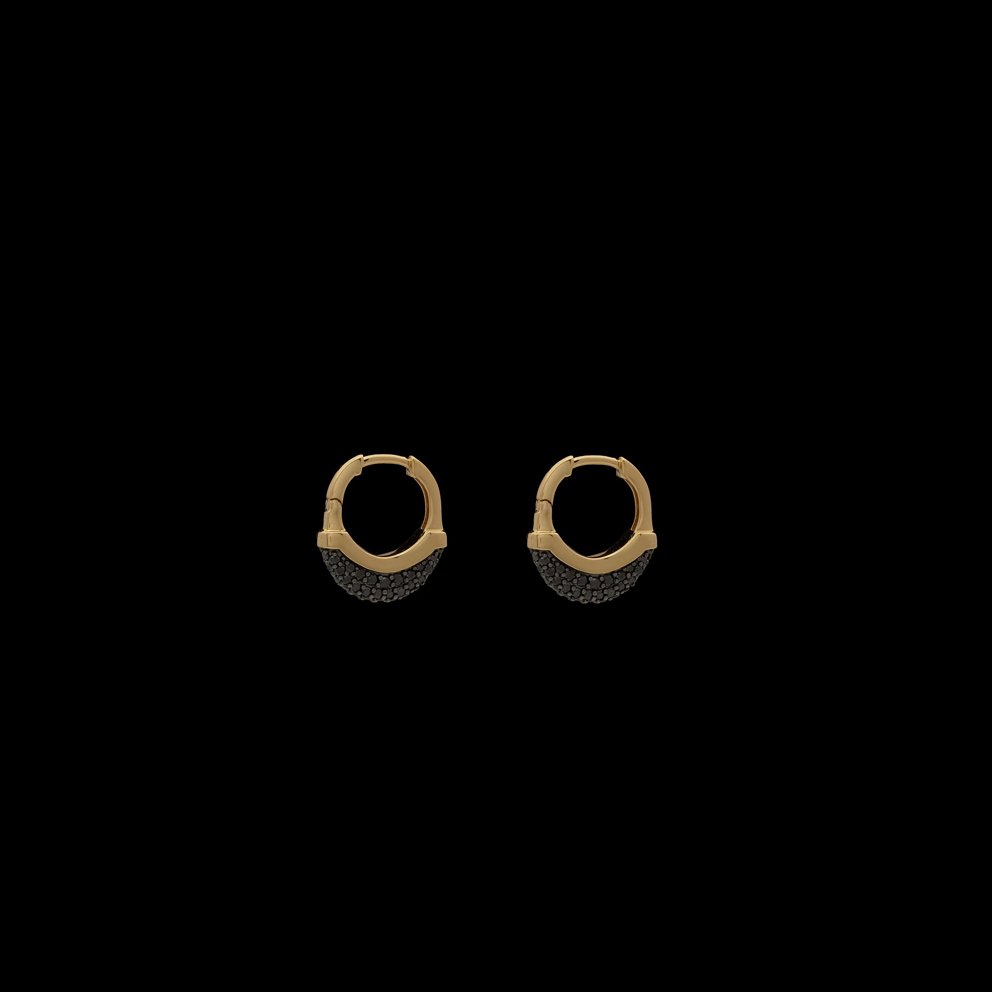 Luna X-Small Hoops - Gold with Black Diamond Pave