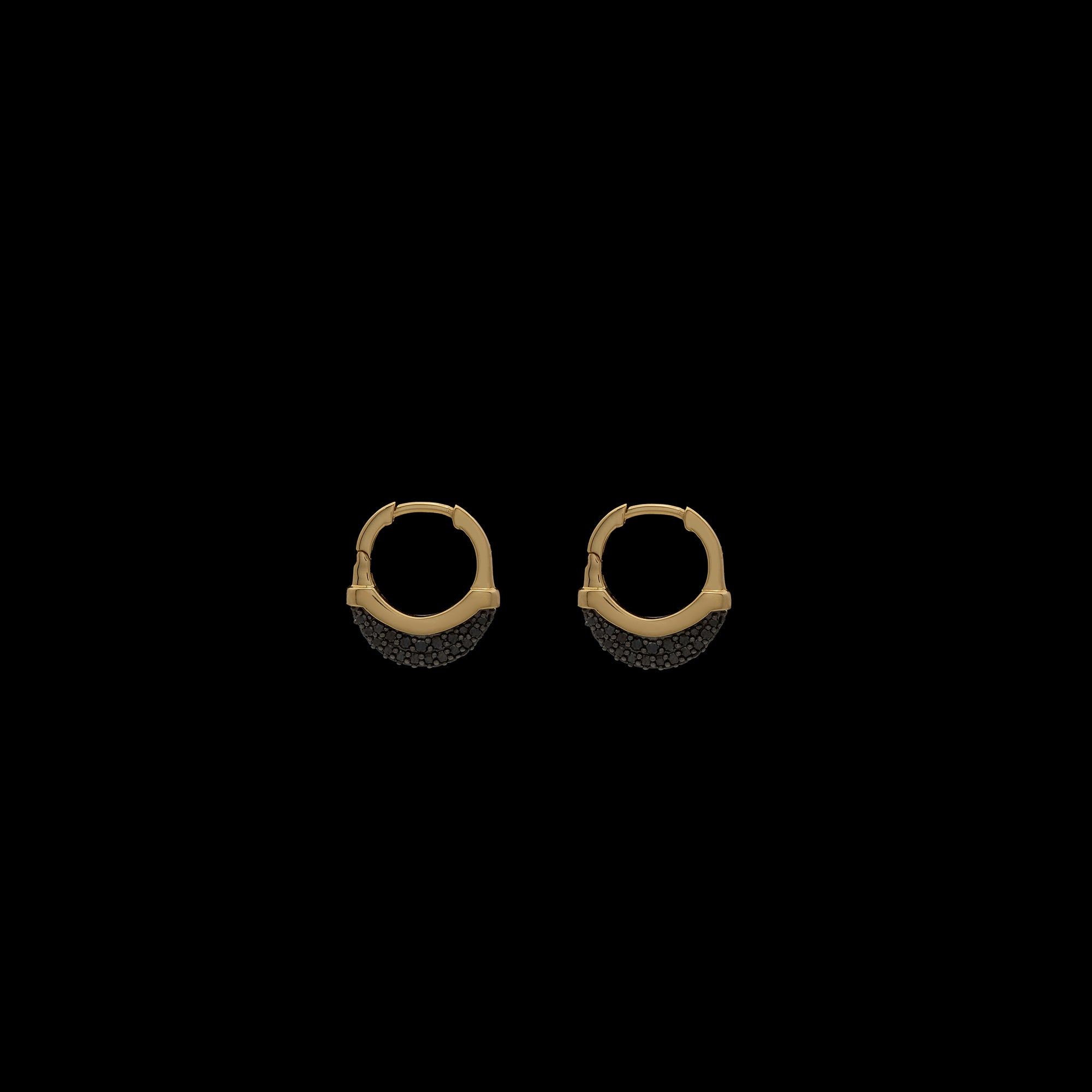 Luna X-Small Hoops - Gold with Black Diamond Pave