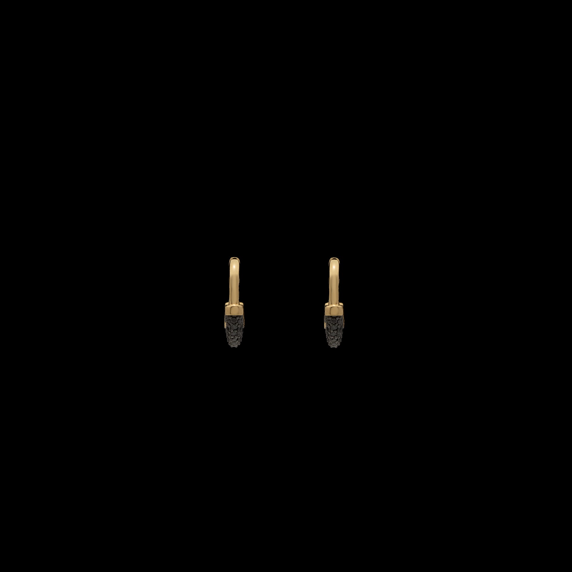 Luna X-Small Hoops - Gold with Black Diamond Pave