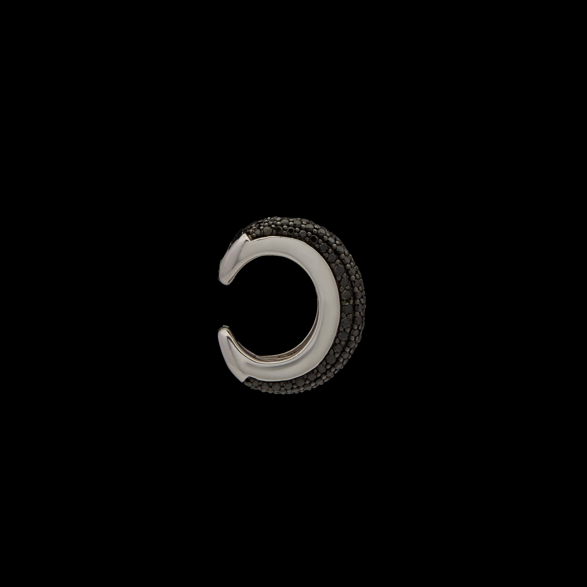 Luna Earcuff - Silver with Black Diamond Pave