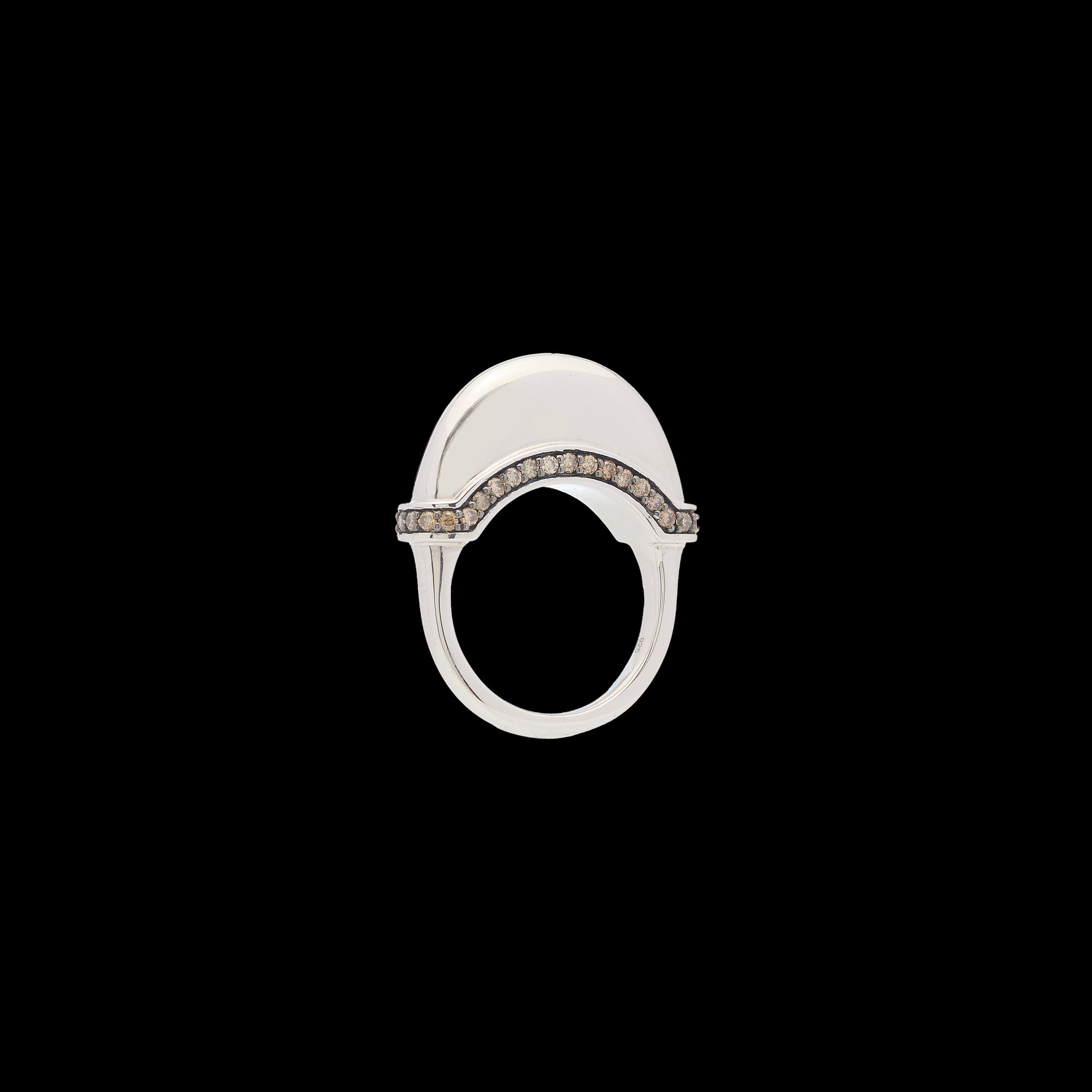 Luna Ring - Silver with Brown Diamond Detail