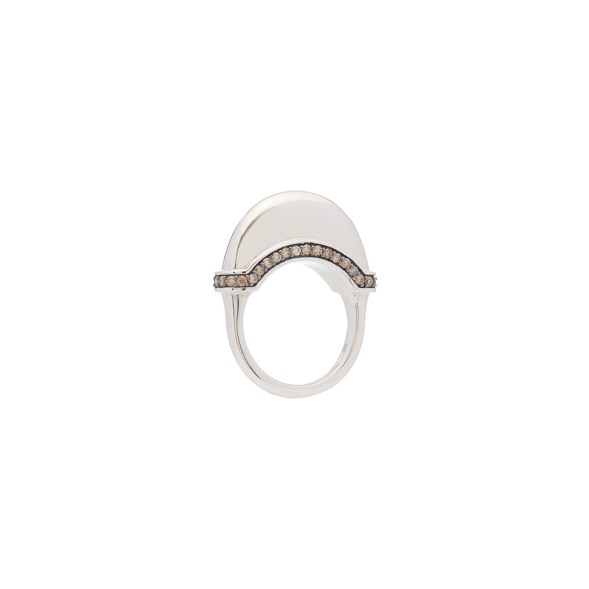 Luna Ring - Silver with Brown Diamond Detail
