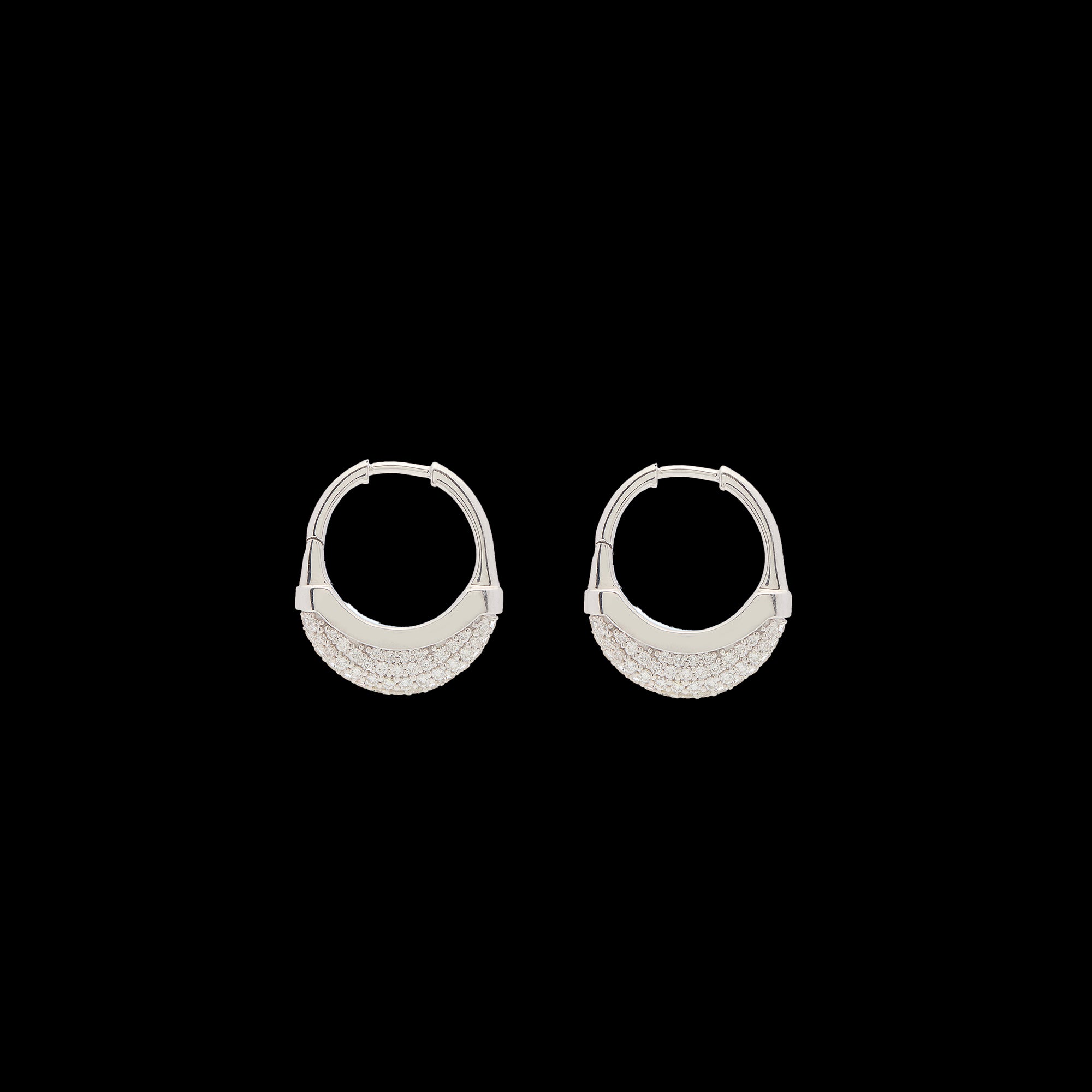 Luna Small Hoops - Silver with White Diamond Pave