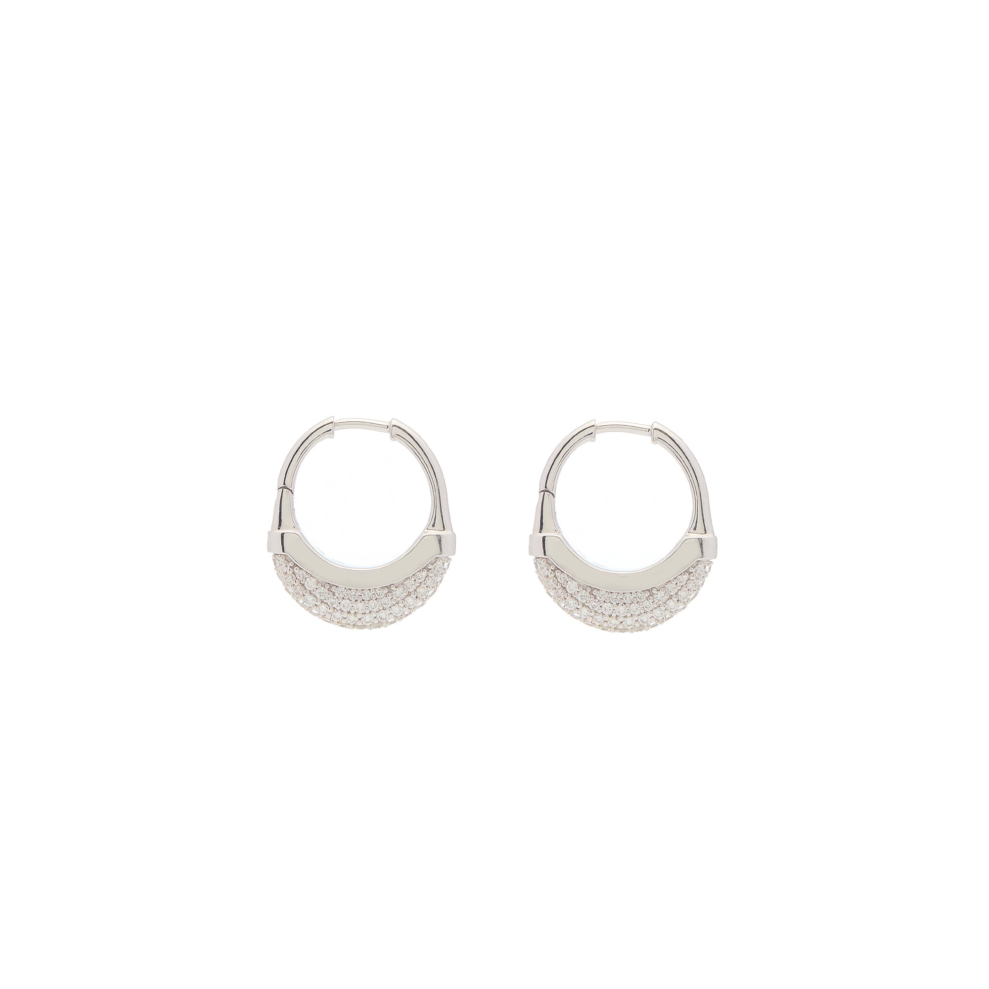 Luna Small Hoops - Silver with White Diamond Pave