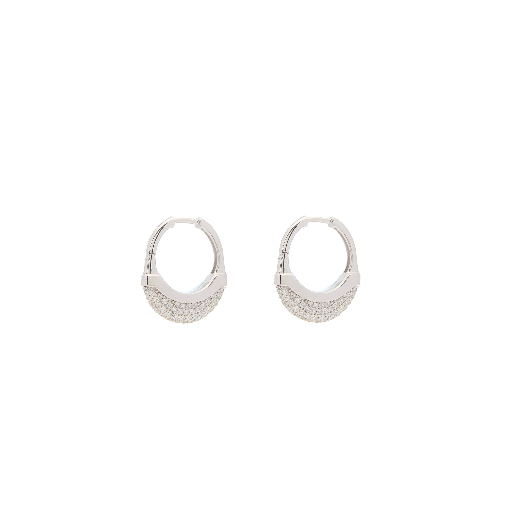 Luna Small Hoops - Silver with White Diamond Pave