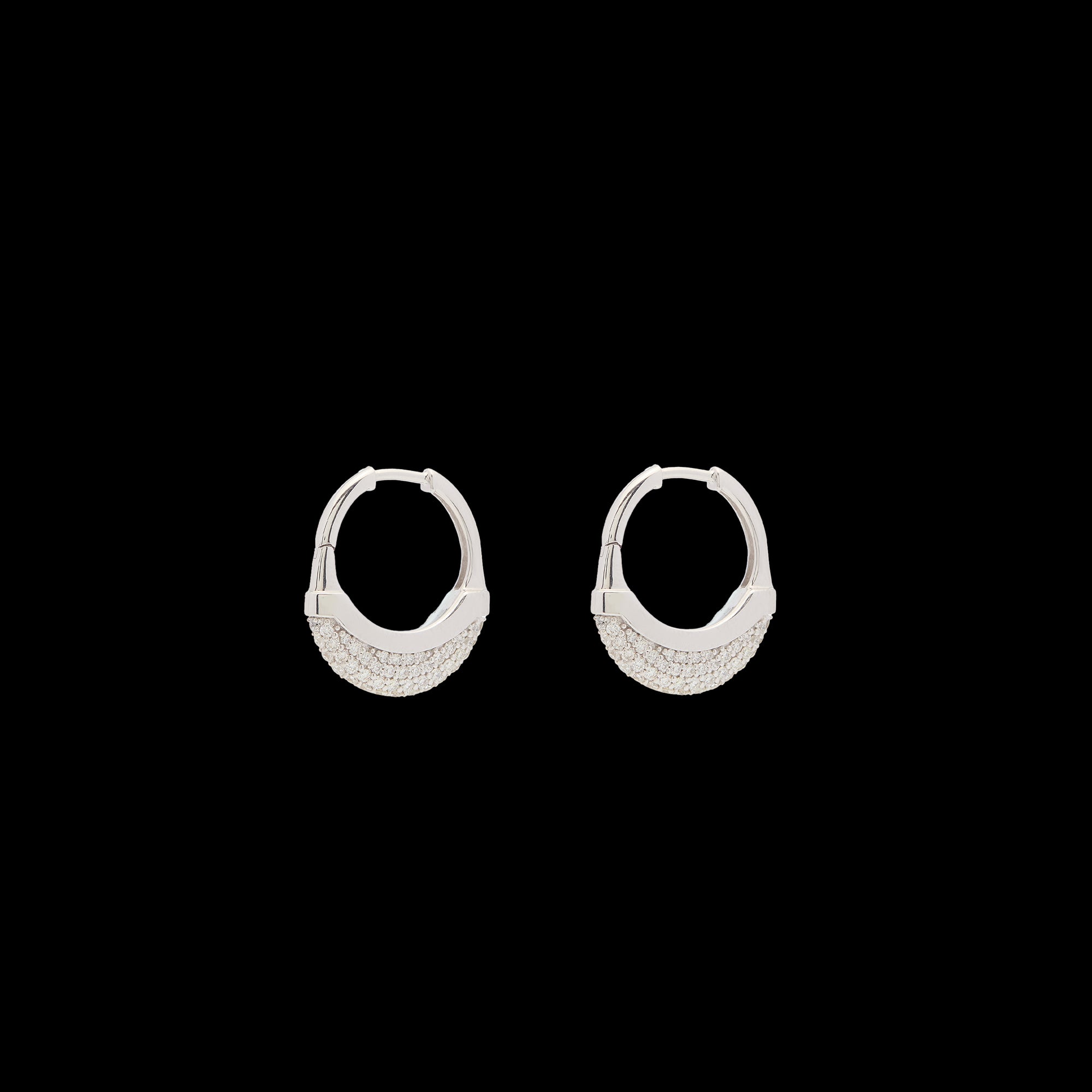 Luna Small Hoops - Silver with White Diamond Pave