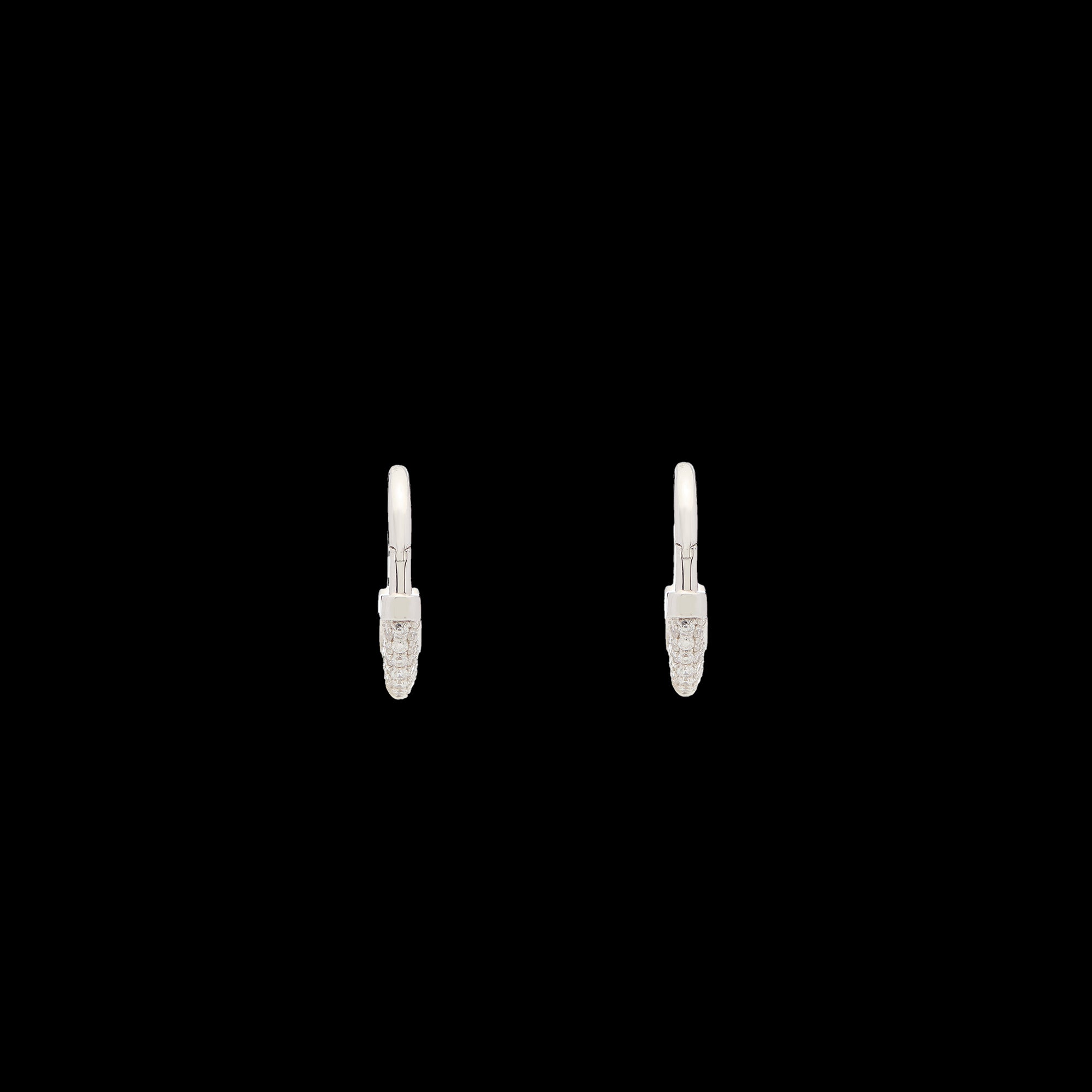 Luna Small Hoops - Silver with White Diamond Pave