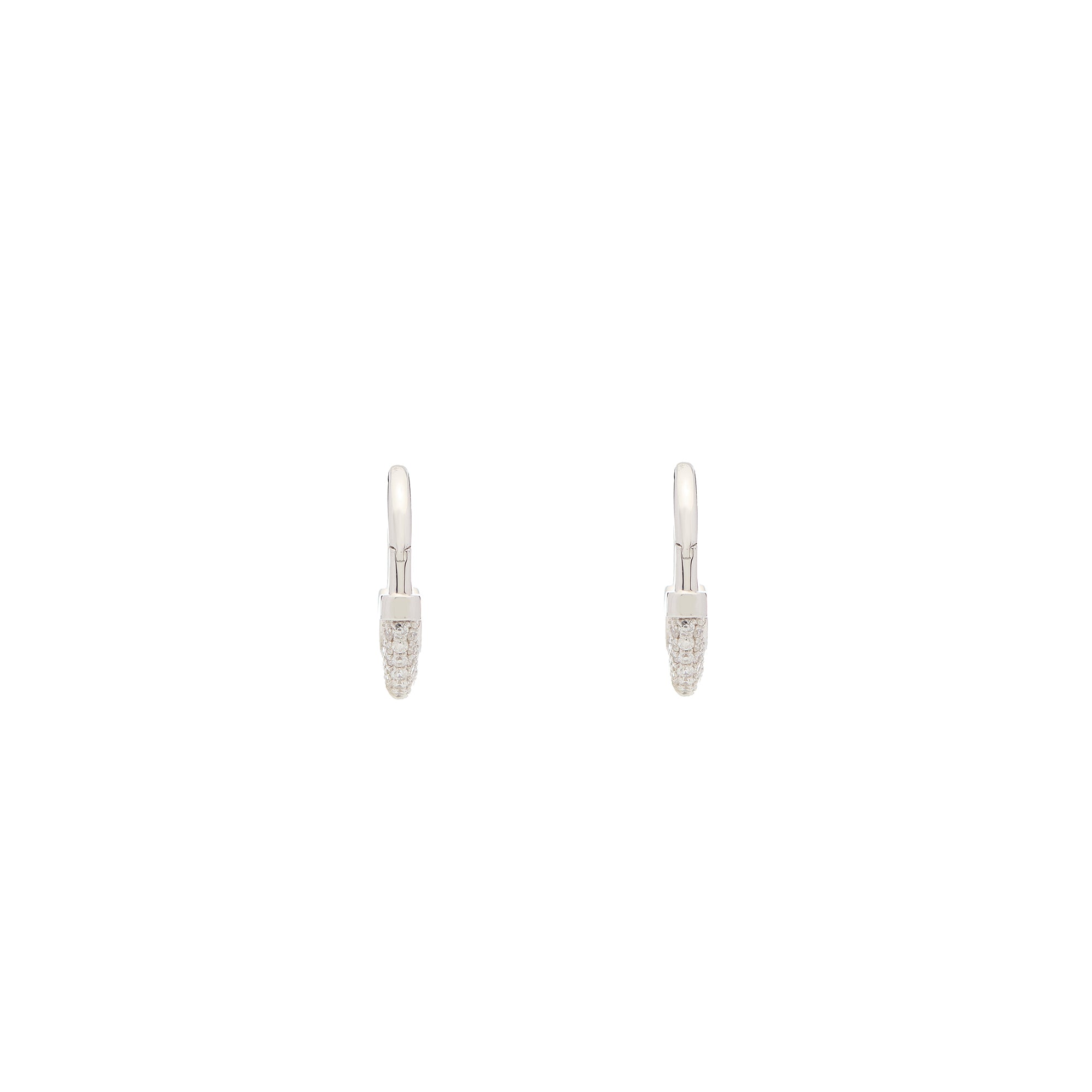 Luna Small Hoops - Silver with White Diamond Pave