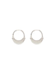 Luna Small Hoops - Silver  White with Diamond  Detail