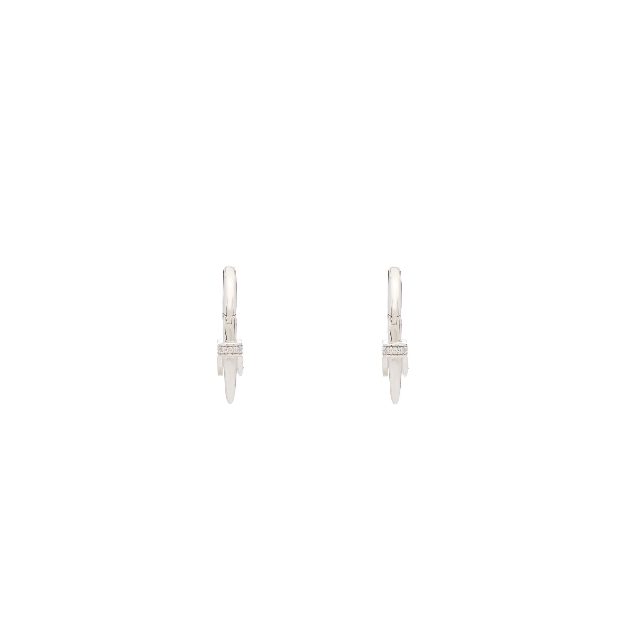 Luna Small Hoops - Silver  White with Diamond  Detail
