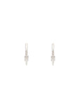 Luna Small Hoops - Silver  White with Diamond  Detail
