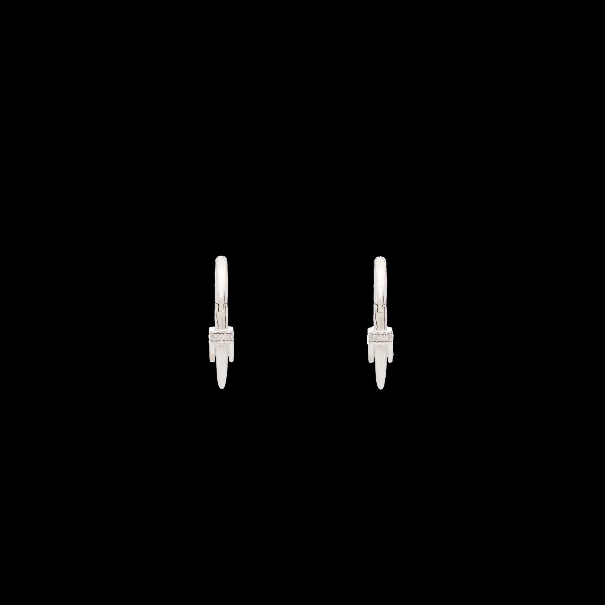 Luna Small Hoops - Silver  White with Diamond  Detail