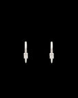 Luna Small Hoops - Silver  White with Diamond  Detail