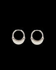 Luna Small Hoops - Silver  Brown with Diamond  Detail