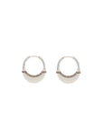 Luna Small Hoops - Silver  Brown with Diamond  Detail