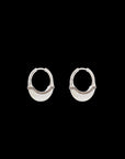 Luna Small Hoops - Silver  Brown with Diamond  Detail
