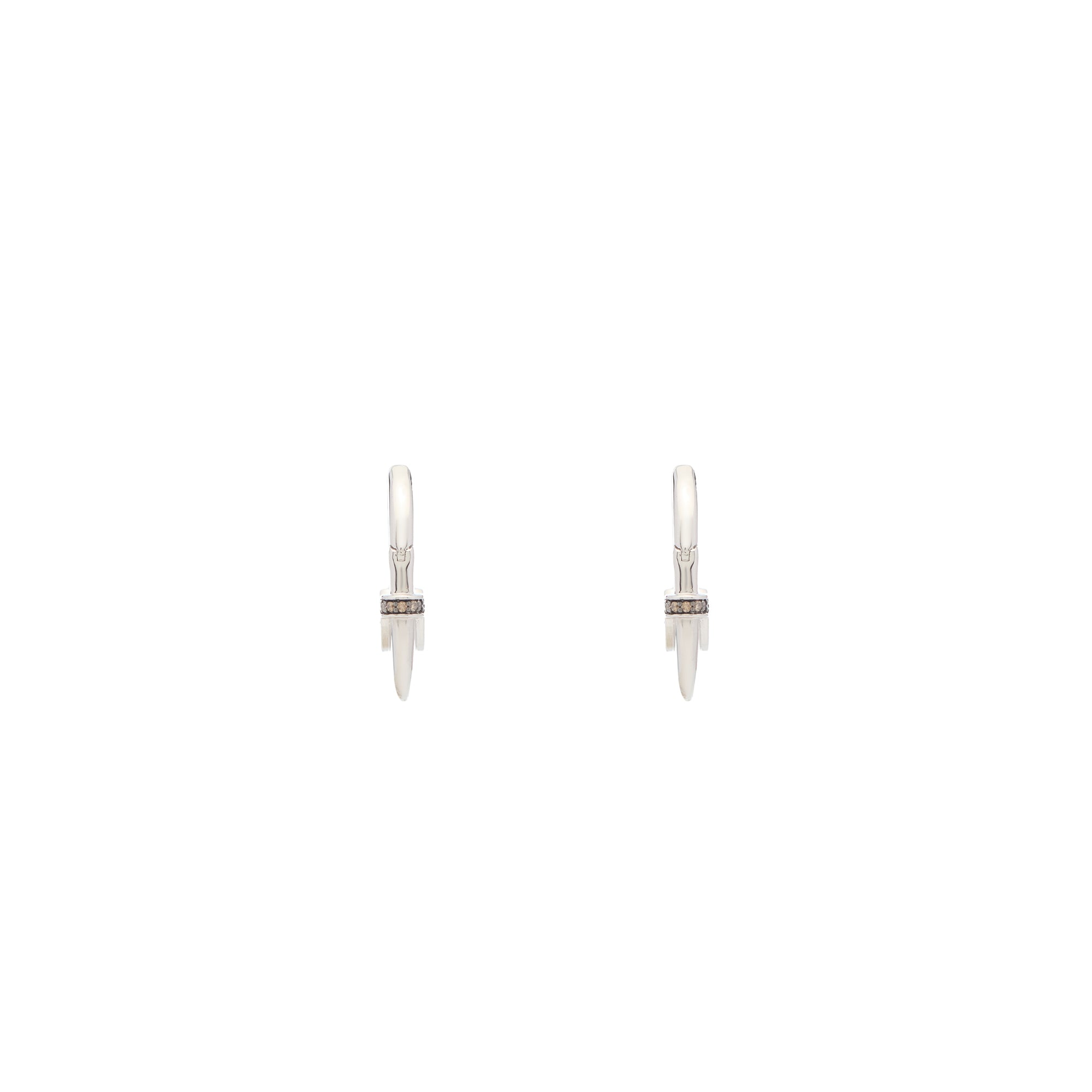Luna Small Hoops - Silver  Brown with Diamond  Detail