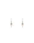 Luna Small Hoops - Silver  Brown with Diamond  Detail