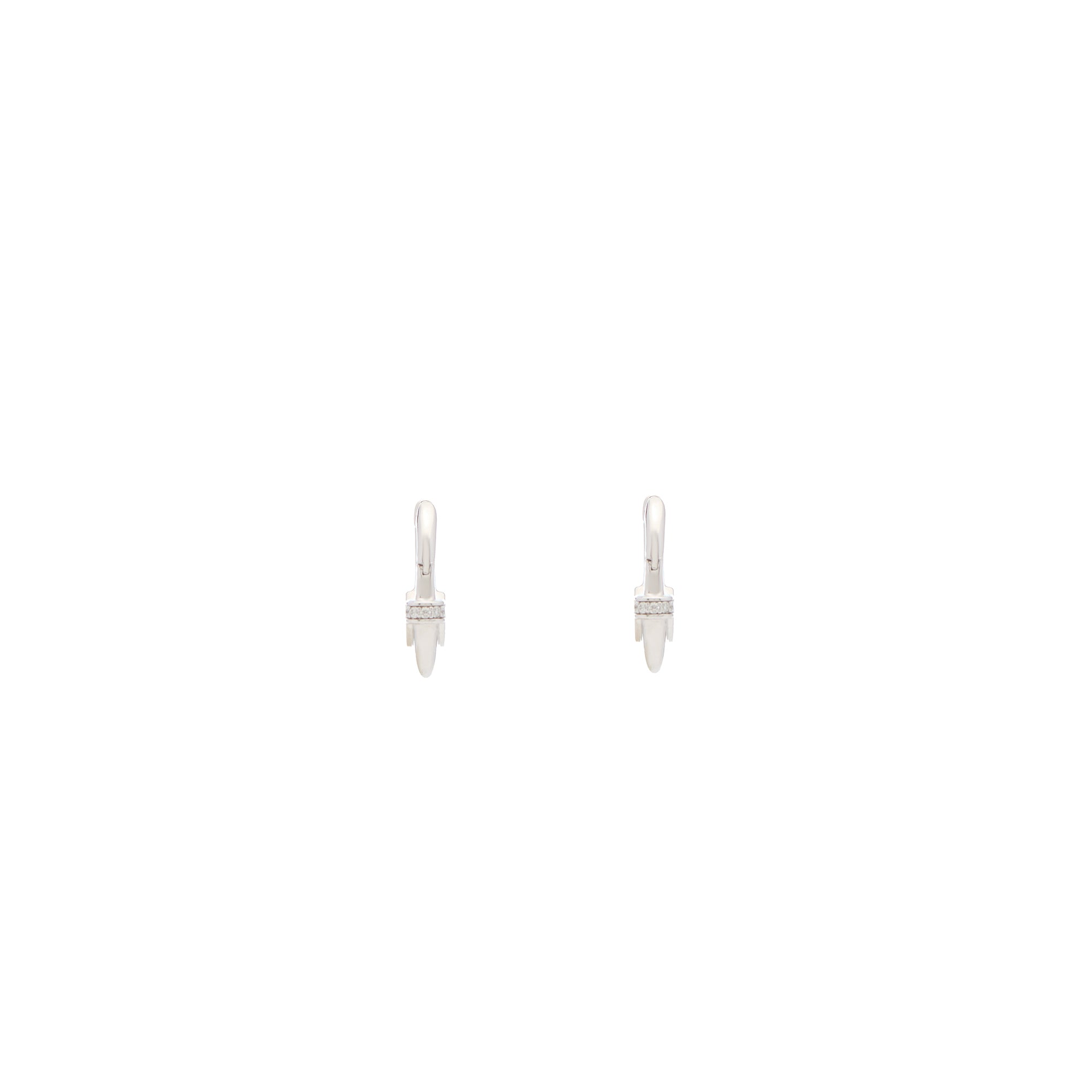Luna X-Small Hoops - Silver White with Diamond  Detail