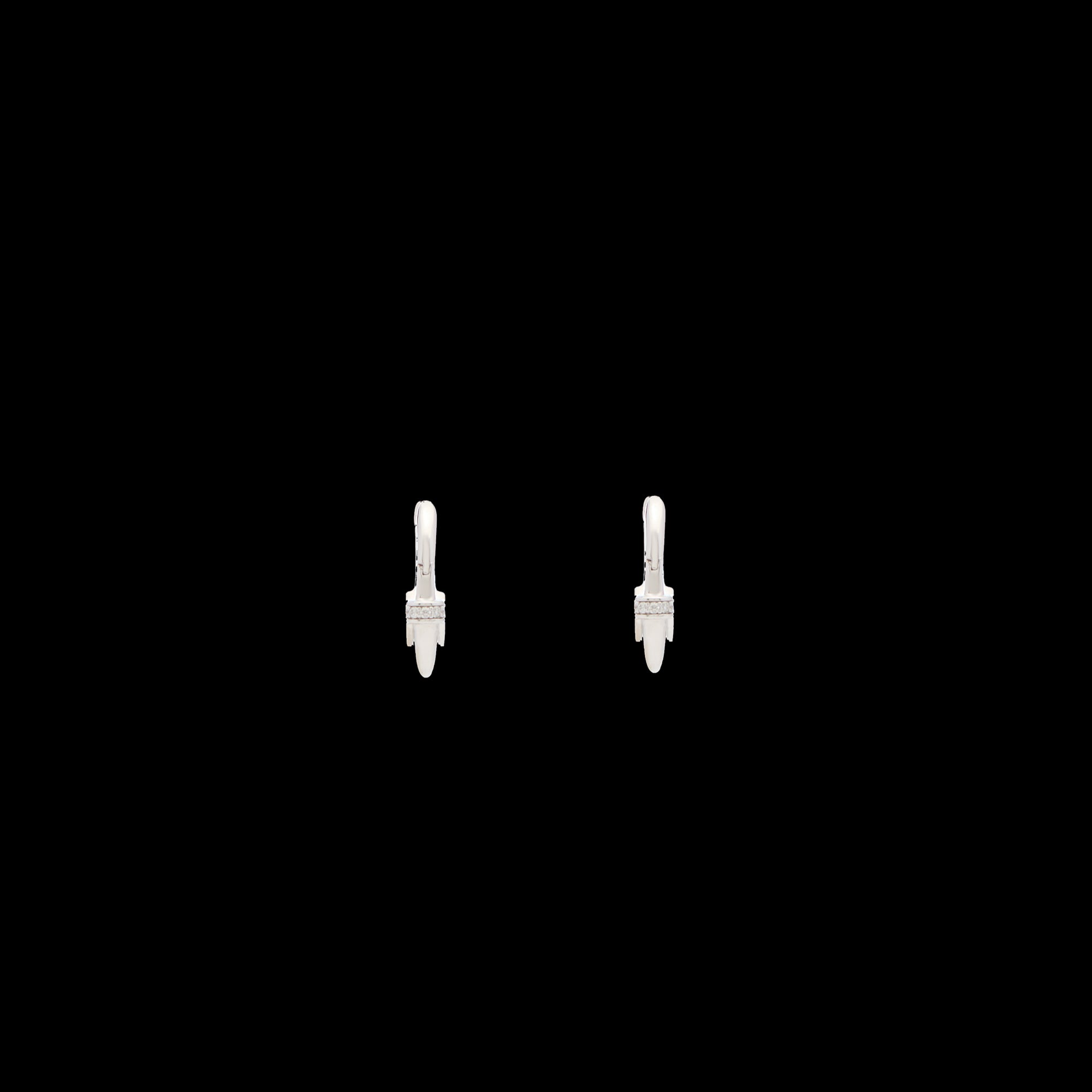 Luna X-Small Hoops - Silver White with Diamond  Detail