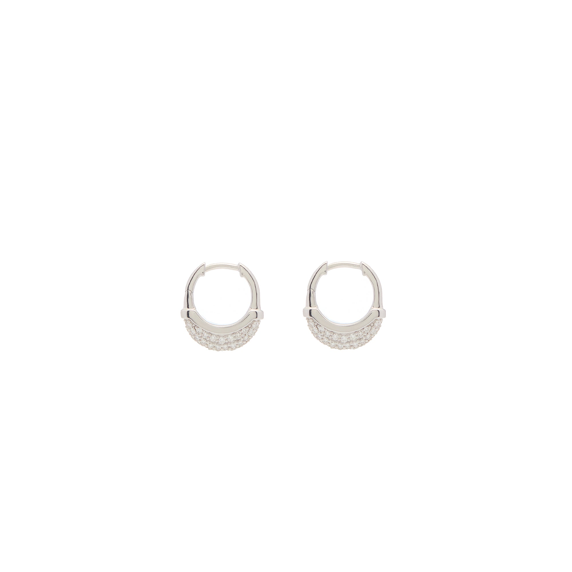 Luna X-Small Hoops - Silver with White Diamond Pave